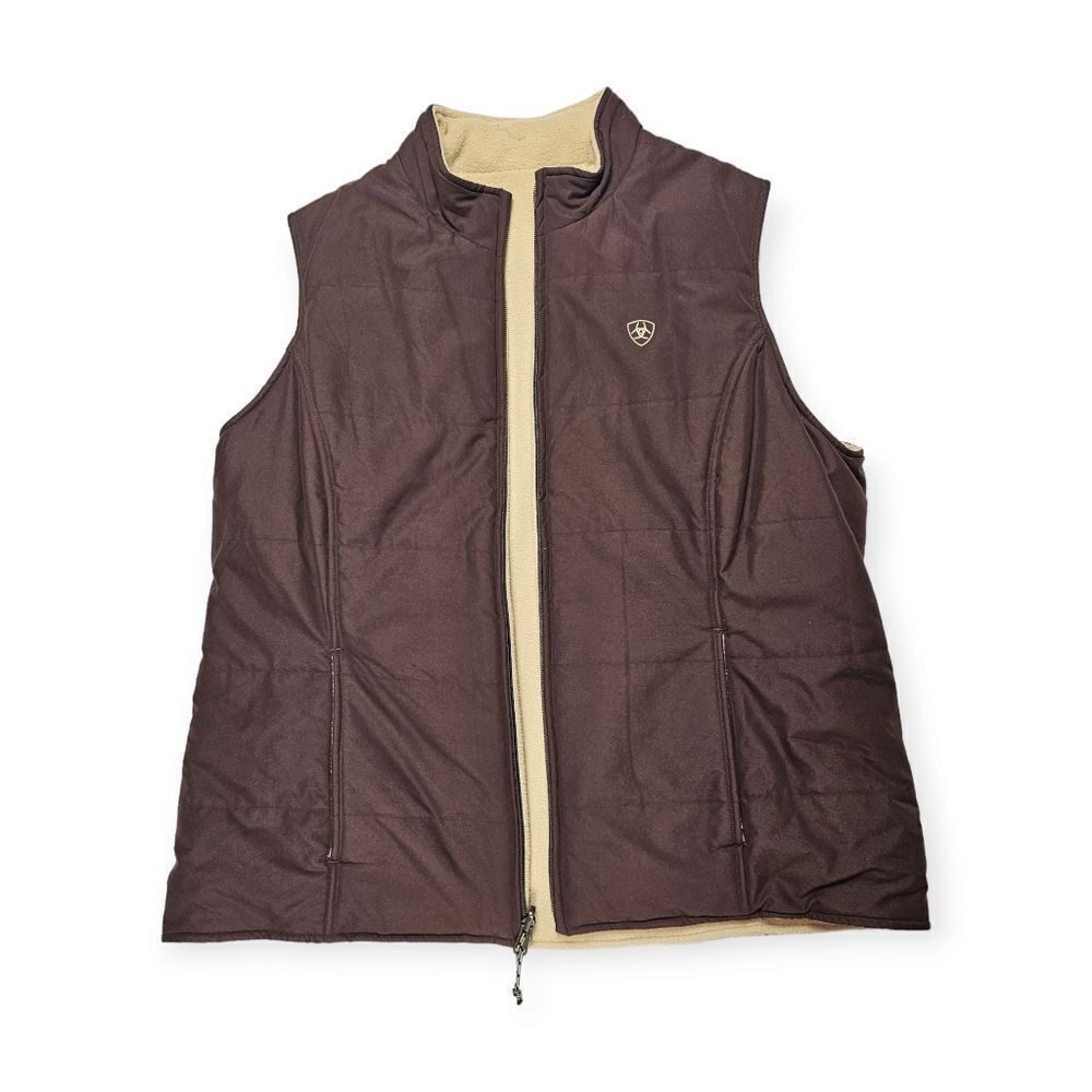 Ariat Brown and Tan Reversable Puffer Vest Men's Size Large